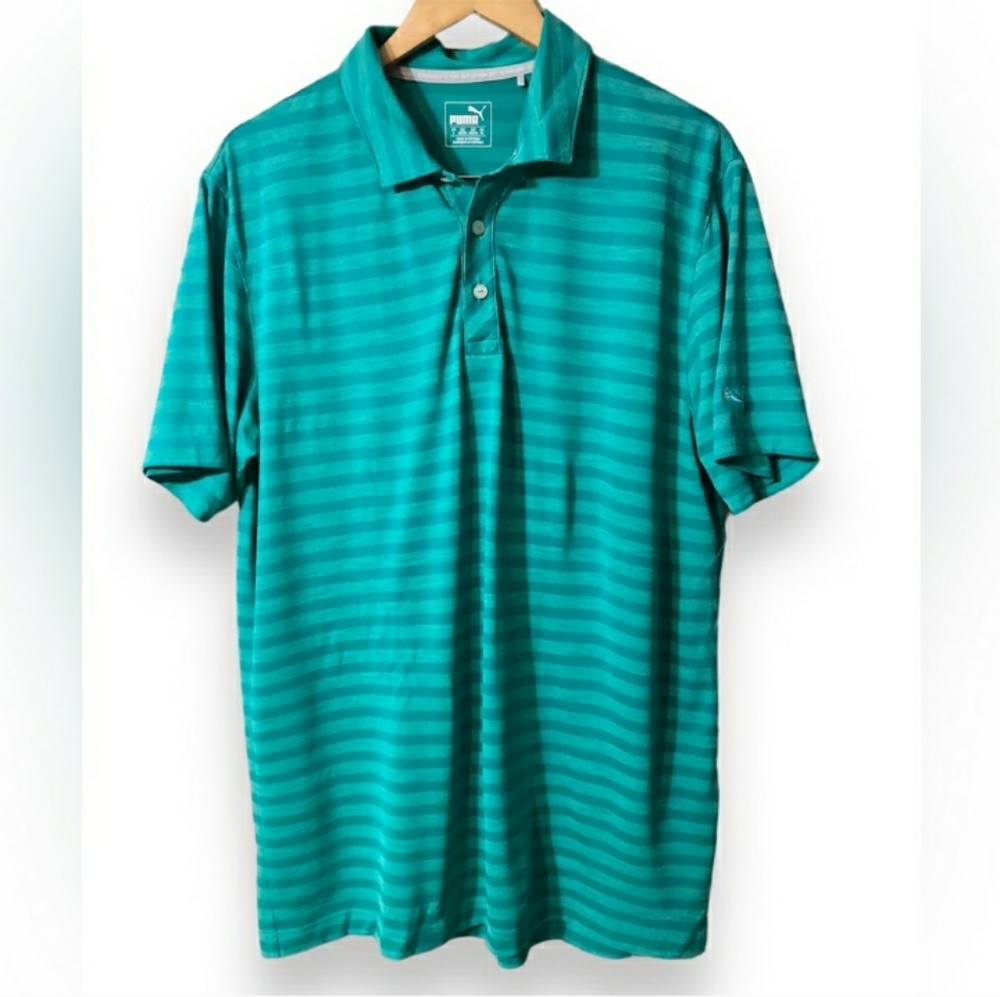 PUMA GOLF Striped Polo Shirt EUC!